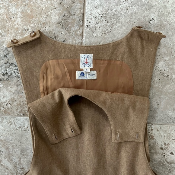 J.G. Hook Vintage Wool Pleated Apron Jumper Midi Dress in Tan / Light Brown, 10P - Picture 4 of 12